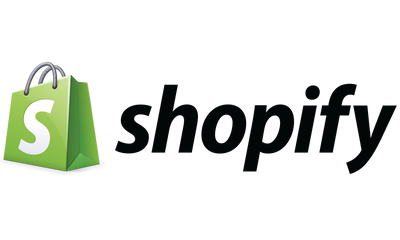 shopify logo on black background