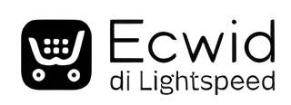 a black and white logo with the words ecwid di lightspeed