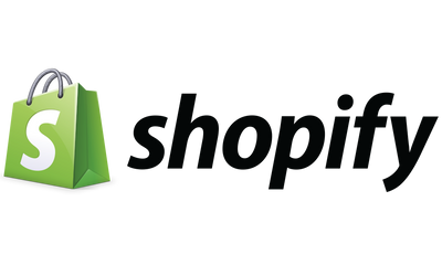 shopify logo on black background